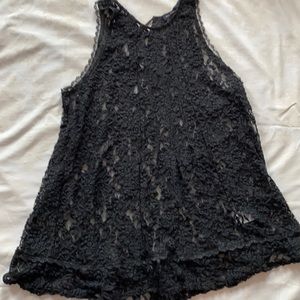 💟$3 Bundle Add On💟 AEO Lacy black tank-tunic w/ criss cross back